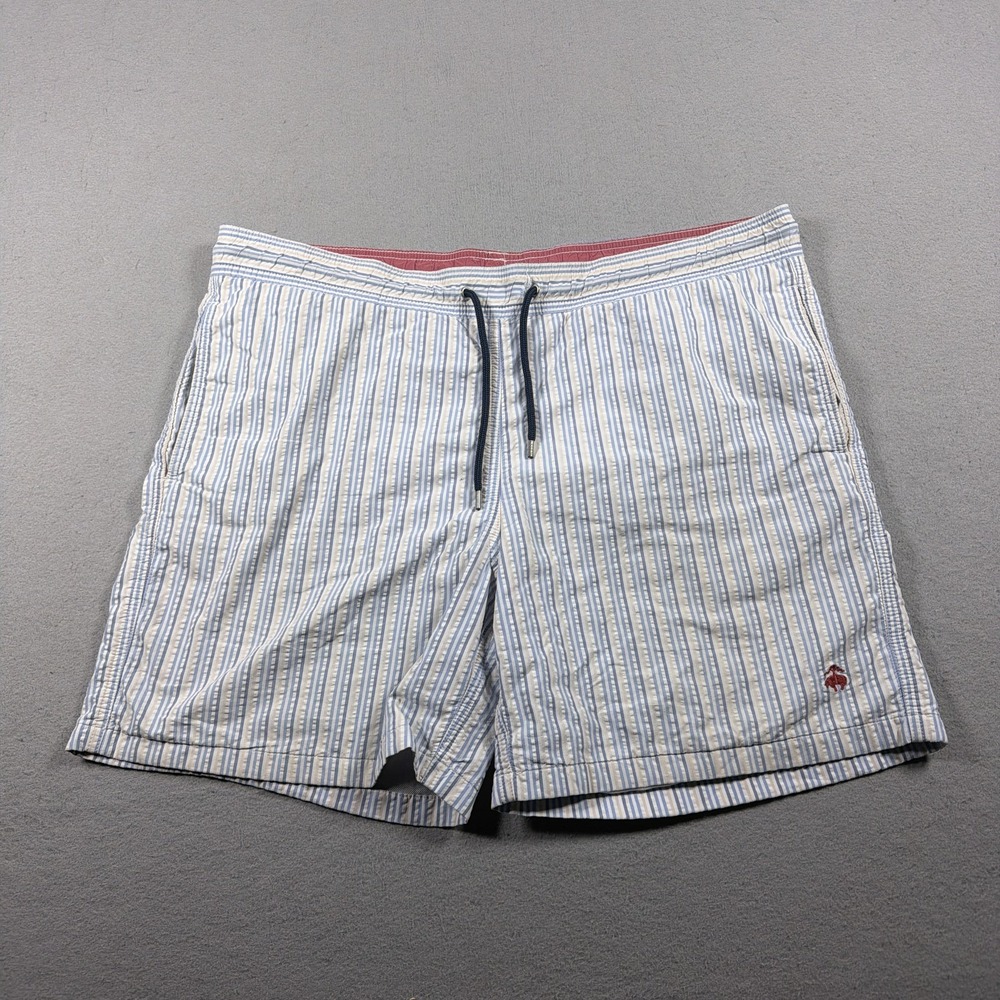 Brooks Brothers Shorts Mens Medium Blue Striped Seersucker Swim Trunks Lined